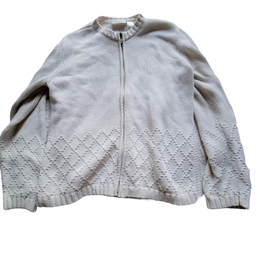 zip up cream sweater